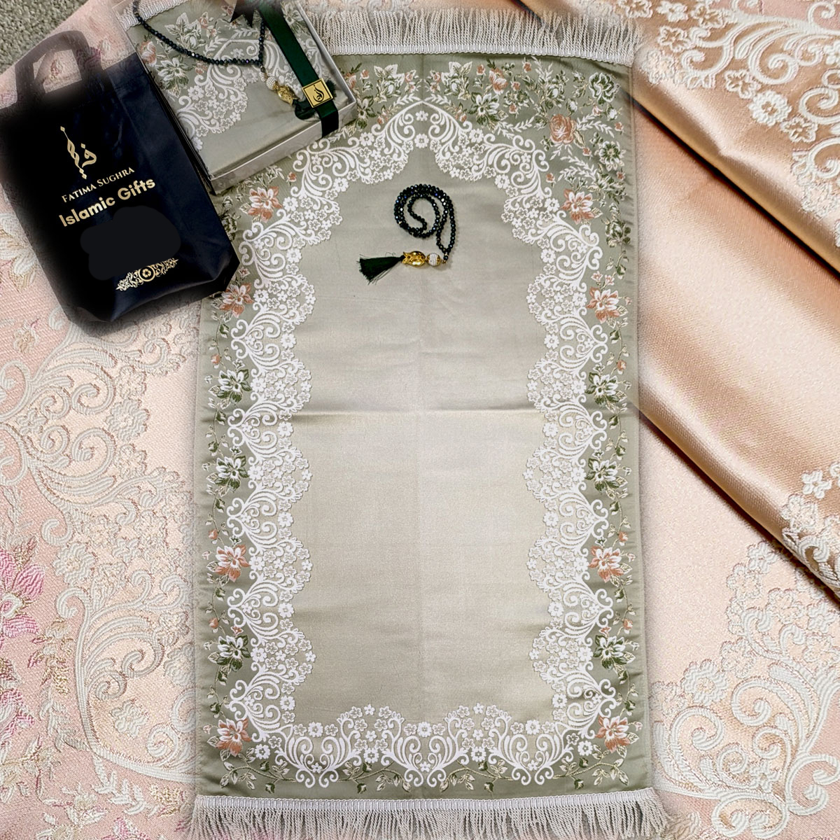 Padded Prayer Mat - Satin - Pastel Colours - Gift Pack - Gift Bag Padded Prayer Mat - Satin - Pastel Colours - Gift Pack - Gift Bag
