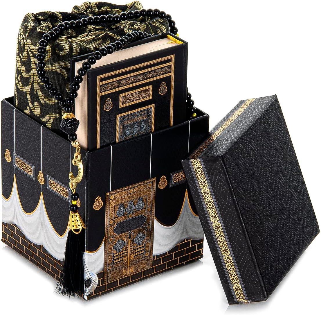 Kaaba Cube Gift Set with Pocket Size Quran, Prayer Rug , Pearl Tasbih – 10x12cm - fatimasughra.com Kaaba Cube Gift Set with Pocket Size Quran, Prayer Rug , Pearl Tasbih – 10x12cm - fatimasughra.com