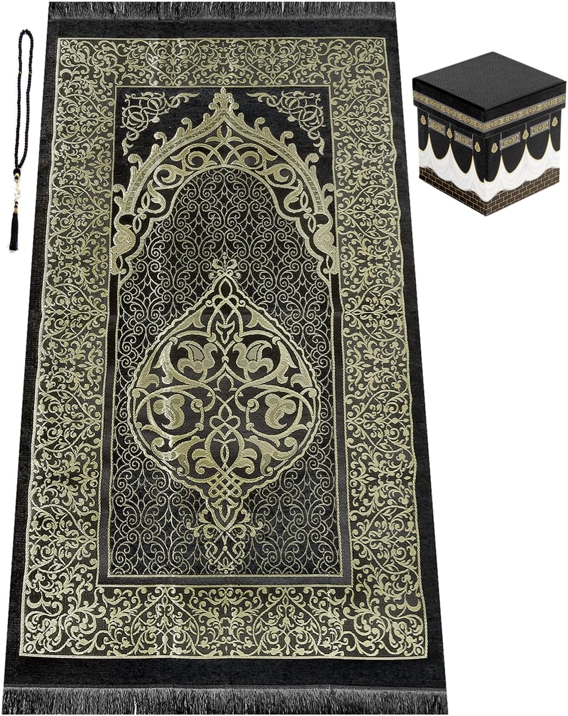 Kaaba Cube Gift Set with Pocket Size Quran, Prayer Rug , Pearl Tasbih – 10x12cm - fatimasughra.com Kaaba Cube Gift Set with Pocket Size Quran, Prayer Rug , Pearl Tasbih – 10x12cm - fatimasughra.com