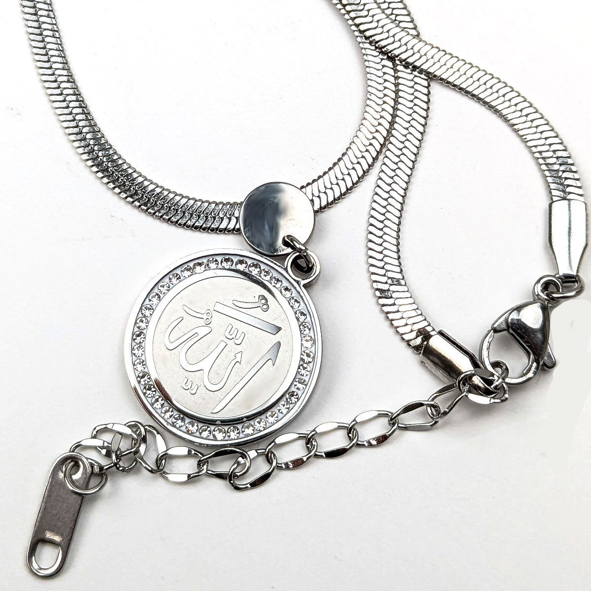 Allah Diamond Jewel Necklace snake chain pendant with chain locket zircon stainless steel silver gold fatimasughra.com